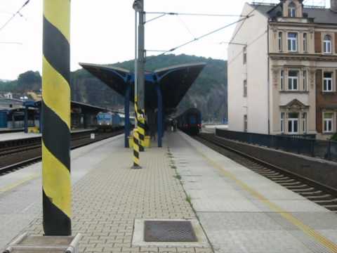Příjezd vlaku R 770+hlášení o příjezdu - Ústí nad Labem hlavní nádraží