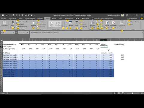 Pesquisa Operacional - Problema de transporte - Solver