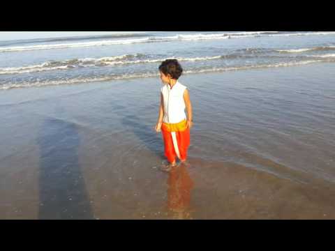 Rucha playing on beach at morning. ..