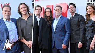 Arnold Schwarzenegger Smiles w/ ALL 5 Kids In RARE Family Red Carpet Outing