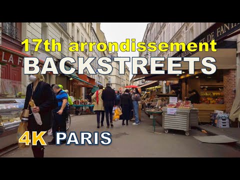 Walking in Backstreets of 17th Arrondissement of Paris, France [UHD]