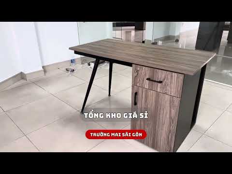Bàn Làm Việc Chân Sắt Có Hộc - BLV120