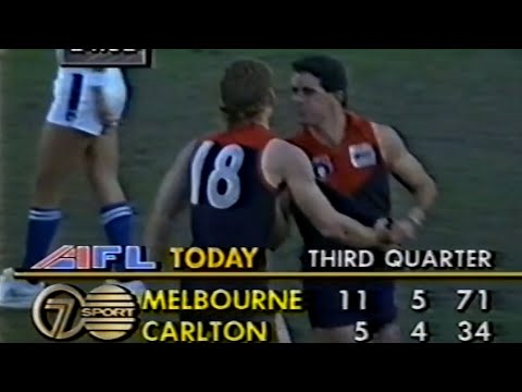 1990, Rd 11 - Andrew Obst to Steven Stretch to Garry Lyon - Melbourne v Carlton, MCG
