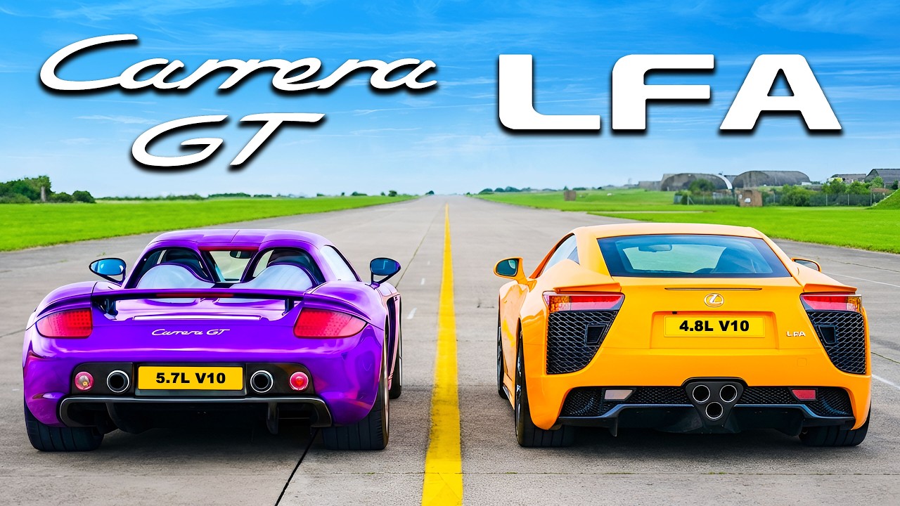Porsche Carrera GT v Lexus LFA: Ultimate V10 DRAG RACE!