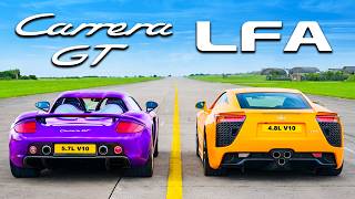 Best-Sounding Drag Race EVER? Porsche Carrera GT vs Lexus LFA thumbnail