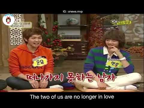 Eng Sub Onew imitating LeeSSang's "The girl who can't breakup and the guy who can't leave" Song