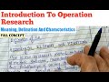 Introduction To Operation Research Meaning Definition And Characteristics Of OR Bcom Mcom