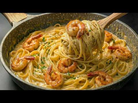 Pasta just like my Italian mother used to make! 5-minute garlic shrimp spaghetti for the whole famil