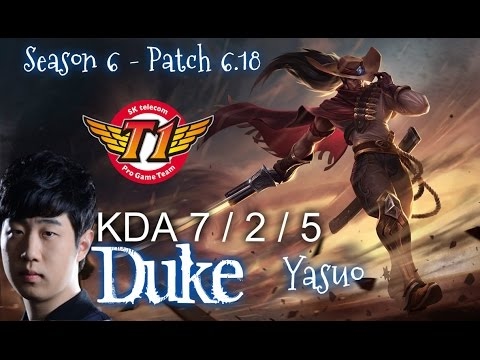 SKT T1 Duke YASUO vs JAYCE Top - Patch 6.18 KR Ranked | League of Legends