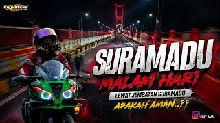Download lagu Current state of the Suramadu Bridge at night mp3