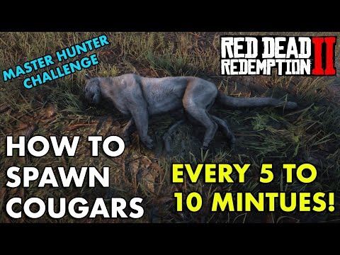 How To Spawn Cougars Every 5 to 10 Minutes !!! - Red Dead Redemption 2 (Master Hunter Challenge)