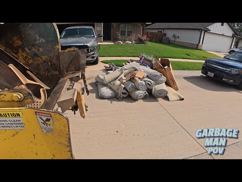 Manual Bulky Trash Pickup | Garbage Truck Rear Loader POV | Garbage Man | 4K UHD