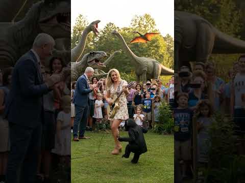 Funny Monkey Rocks the Guitar in an American Dinosaur Park! #monkeycute #monkey