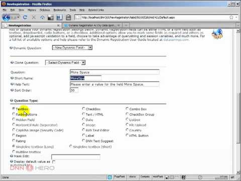 DotNetNuke Tutorial - Playing with the look and feel of Dynamic Registration module - Video #189