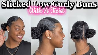 How To : Middle Part Two Low Buns | Natural Curly Hairstyle | All Hair Types
