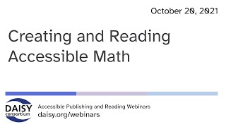 Creating and Reading Accessible Math