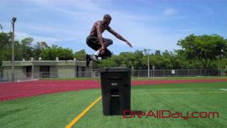 Dre Baldwin: Can I Jump The Big Trashcan? Pt. 2 | Vertical Jump Athleticism Explosiveness