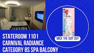 Cabin Tour of Stateroom 1101 on Carnival Radiance, a Category 8S Spa Balcony