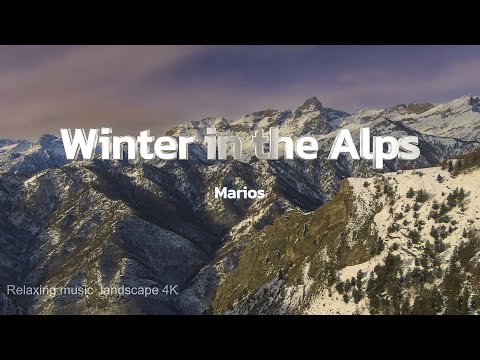 Inverno sulle Alpi marittime e Cozie. Winter in the Alps, relaxing music 4K video.