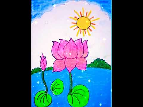easy lotus flower drawing for kids|how to drawing lotus in in easy way