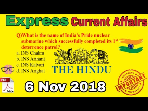 Daily Current Affairs 6 November 2018 || UPSC, SSC, RRB , RBI, SBI, IBPS, Railway, KVS