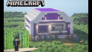 Minecraft: How To  Build a Oak Cute Purple House