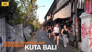 KUTA BALI RECENT CONDITION | Walking Tour Benesari Street to Poppies Lane Bali U
