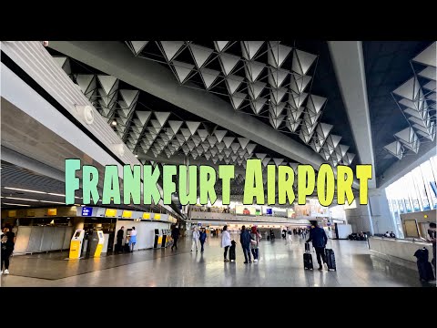 [4K] Partidas do Terminal 1 do Aeroporto de Frankfurt | Alemanha | Passeio a pé com legendas |