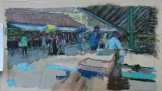 preview picture of video 'Traditional pastel on Glasspaper - French Market'