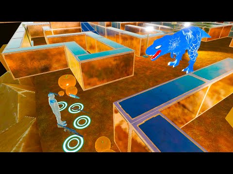 🔥FPS VS SPIDERMAN T-REX DEATH RUN IN HORROR MAZE - Animal Revolt Battle Simulator
