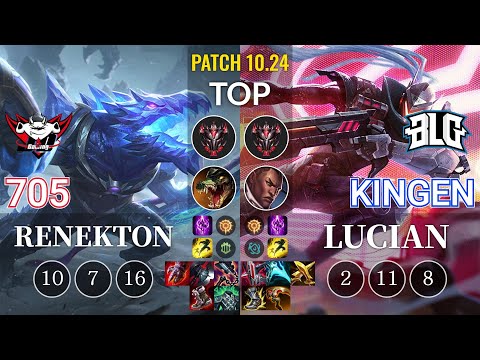 JDG 705 Renekton vs BLG Kingen Lucian Top - KR Patch 10.24