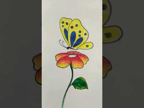 Flower and Butterfly Drawing Easy Step By Step