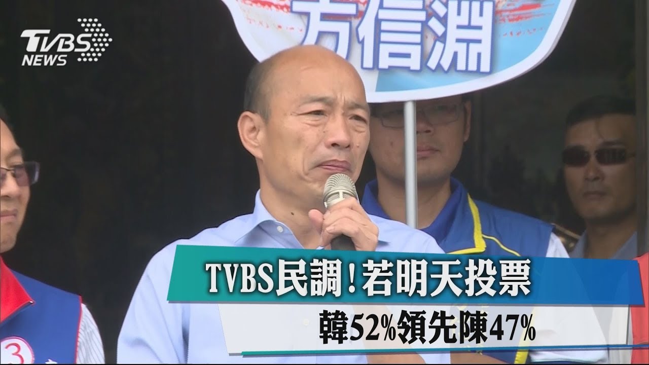 TVBS民調!若明天投票 韓52%領先陳47%