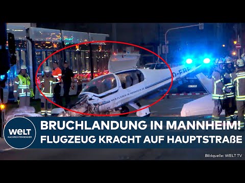NOTLANDUNG IN MANNHEIM: Leichtflugzeug stürzt auf Hauptstraße – Pilot schwer verletzt!