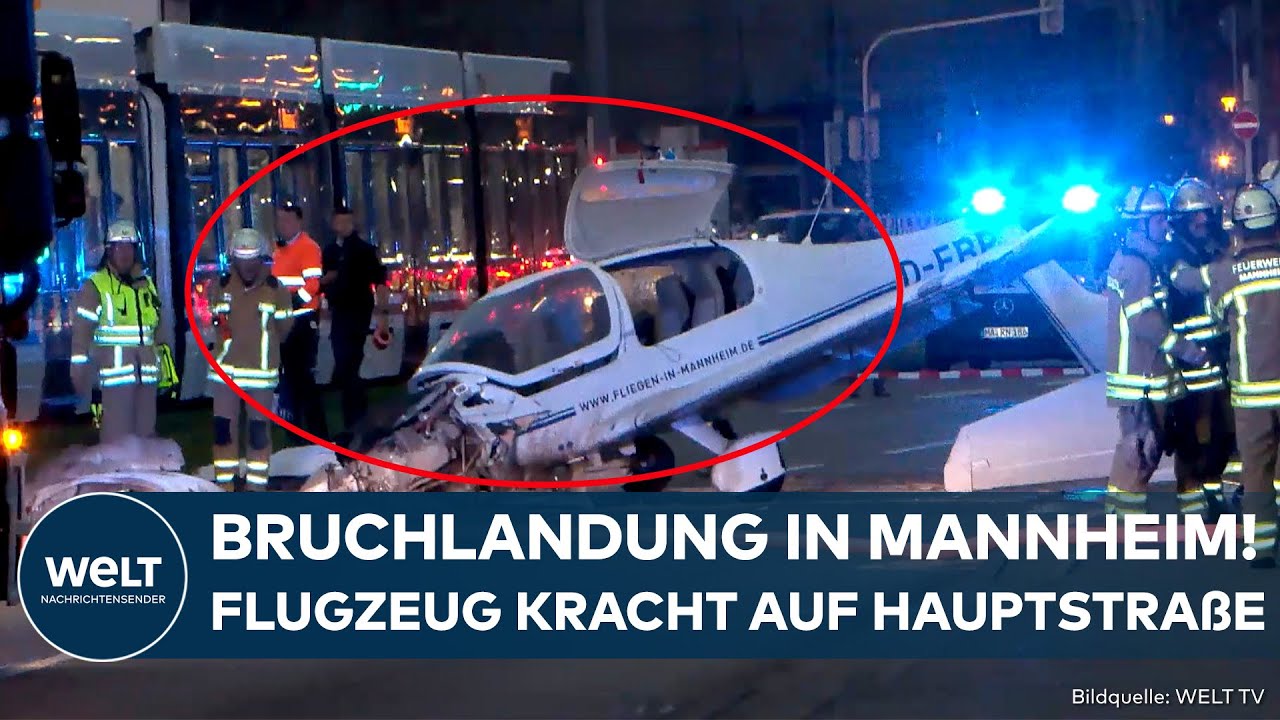 NOTLANDUNG IN MANNHEIM: Leichtflugzeug stürzt auf Hauptstraße – Pilot schwer verletzt!