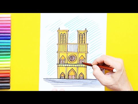 How to draw Notre-Dame Cathedral, Paris
