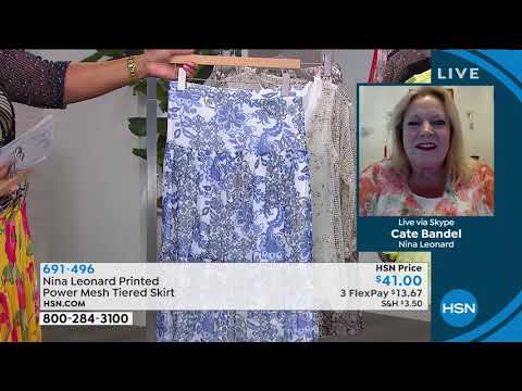 Nina Leonard Printed Power Mesh Tiered Skirt