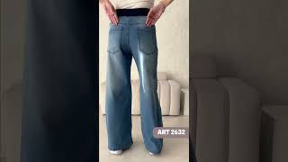 JEAN SUPER WIDE LEG CELESTE ELASTIZADO CON FAJA DE LAGODON EN CINTURA - Vista 6