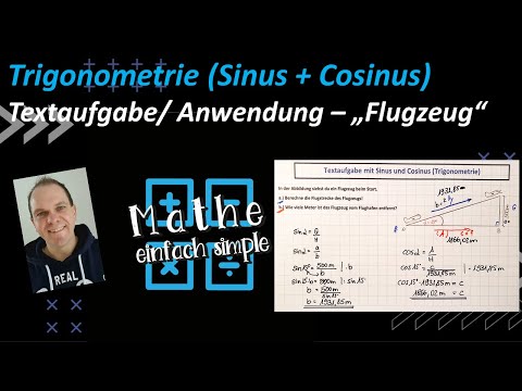 Sinus + Cosinus - Trigonometrie - Textaufgabe | Anwendung - "Flugzeug" #mathe_einfach_simple