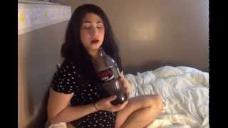 Sexy brunette drink cola and burping! Huge burps