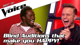 TOP 10 | HAPPY &amp; FUNNY Blind Auditions that make you SMILE in The Voice