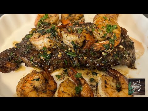 THE BEST GARLIC BUTTER STEAK AND SHRIMP | SURF AND TURF RECIPE YOU’ll EVER EAT