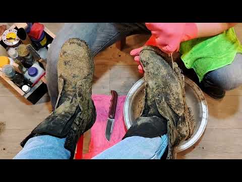 BIG Work Boot EXTRA Dirty 😱So SATISFYING🤌✨💯 and RELAXING😌 Asmr Sound🤌✨ #shoeshine #satisfying #asmr
