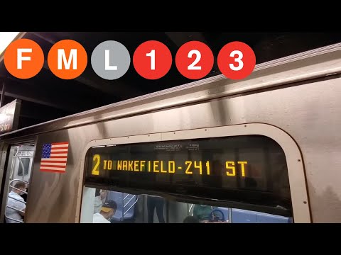 NYC Subway: (F) (M) (L) (1) (2) (3) trains at 14 St - 6 Ave / 7 Ave