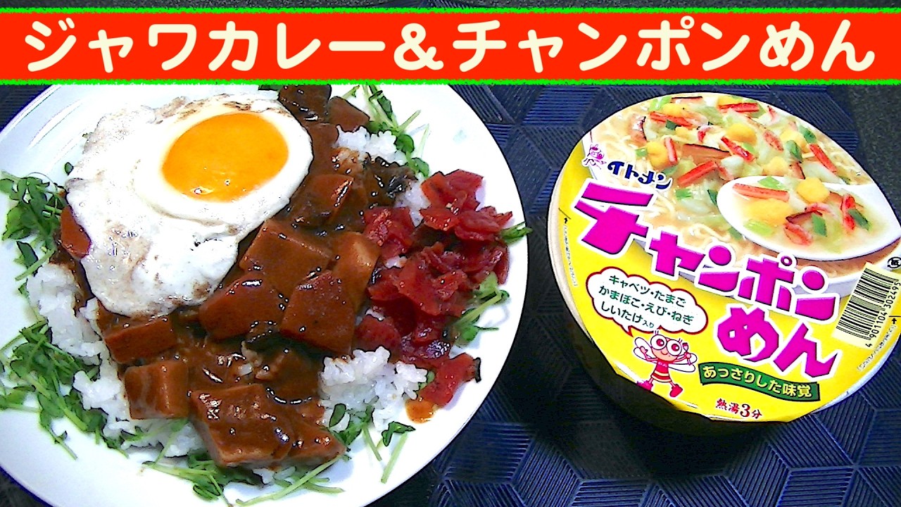 【一人deごはん】Let’s eat at home！3月〆飯「ジャワカレー 辛口」＆「チャンポンめん」