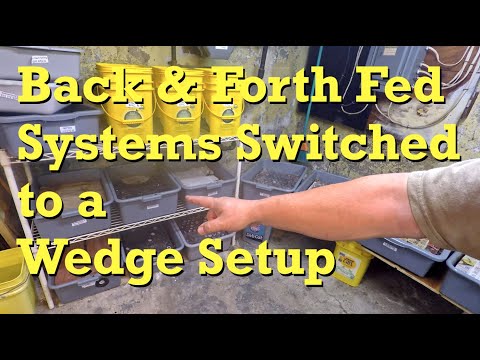 Switch back-n-forth fed worm bins to stationary feeding end-zone "wedge" - vermicompost