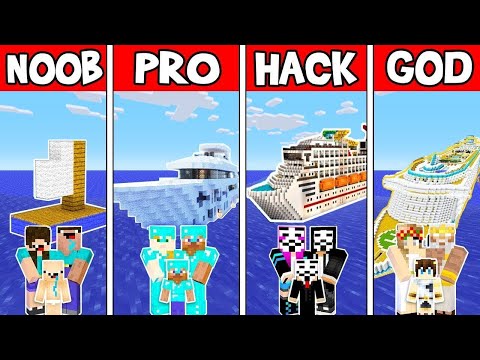 Minecraft - NOOB vs PRO vs HACKER vs GOD : FAMILY BOAT in Minecraft ! Animation