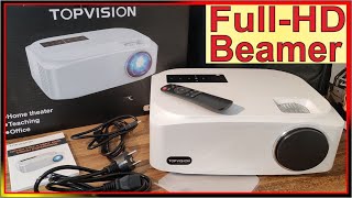 TOPVISION Full-HD Heimkino Homeoffice Beamer [ Unboxing & anschließen ] 1080p Beamer 9500 Lumen Test