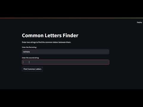 2 Find Common Letters Between Two Strings Using Streamlit Python Programming Data Science