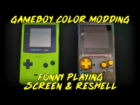 Gameboy Color Modding - Funny Playing Screen Install & Shell Replacement